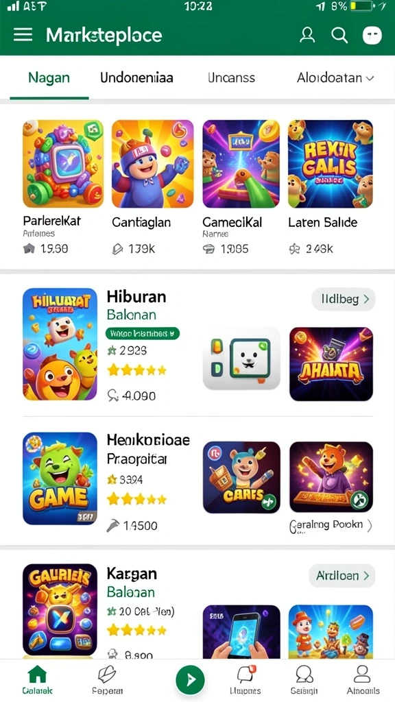 Menu pilihan permainan slot yang beragam.