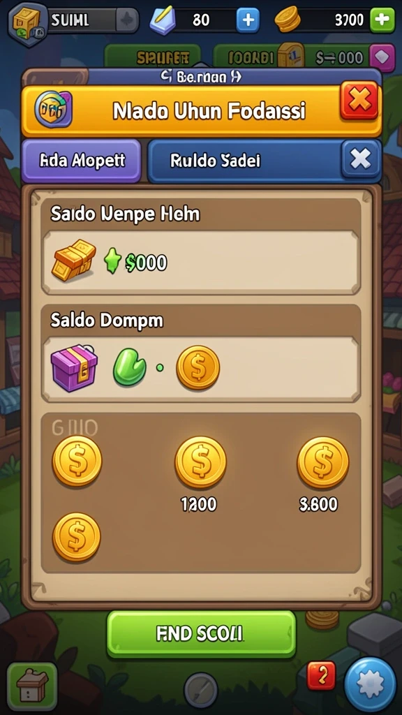 Screenshot menunjukkan tampilan utama aplikasi dengan menu permainan.