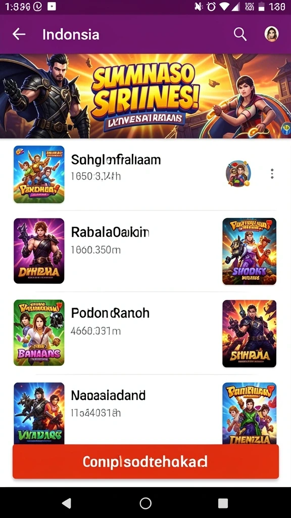 Tangkapan layar menampilkan berbagai pilihan game yang tersedia.